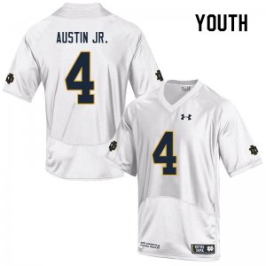 Notre Dame Fighting Irish Youth Kevin Austin Jr. #4 White Under Armour Authentic Stitched College NCAA Football Jersey UVP7799DL
